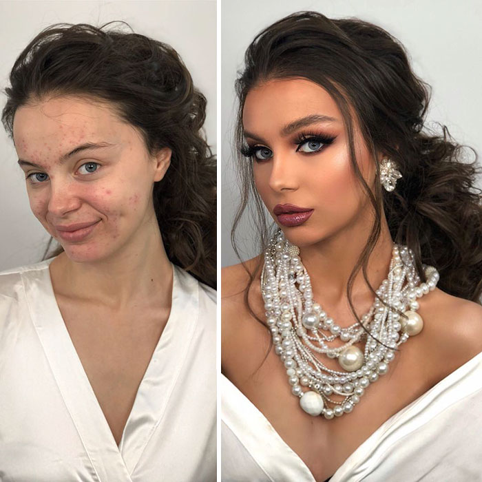 11 Photos Taken Before And After Brides Got Their Wedding Makeup 11 Photos Taken Before And After Brides Got Their Wedding Makeup