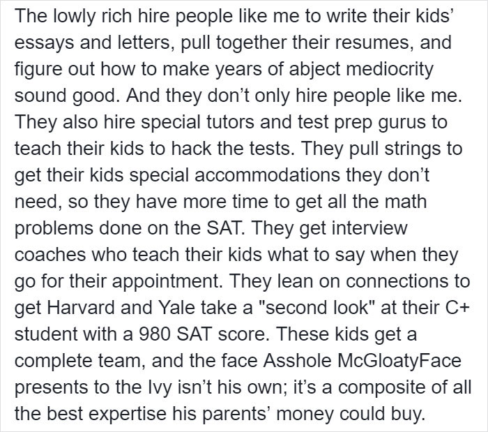 If You Thought College Admission Scandal Was Bad, This Woman's Post About Rich People Buying Her Writing Services Will Show It's Worse If You Thought College Admission Scandal Was Bad, This Woman's Post About Rich People Buying Her Writing Services Will Show It's Worse