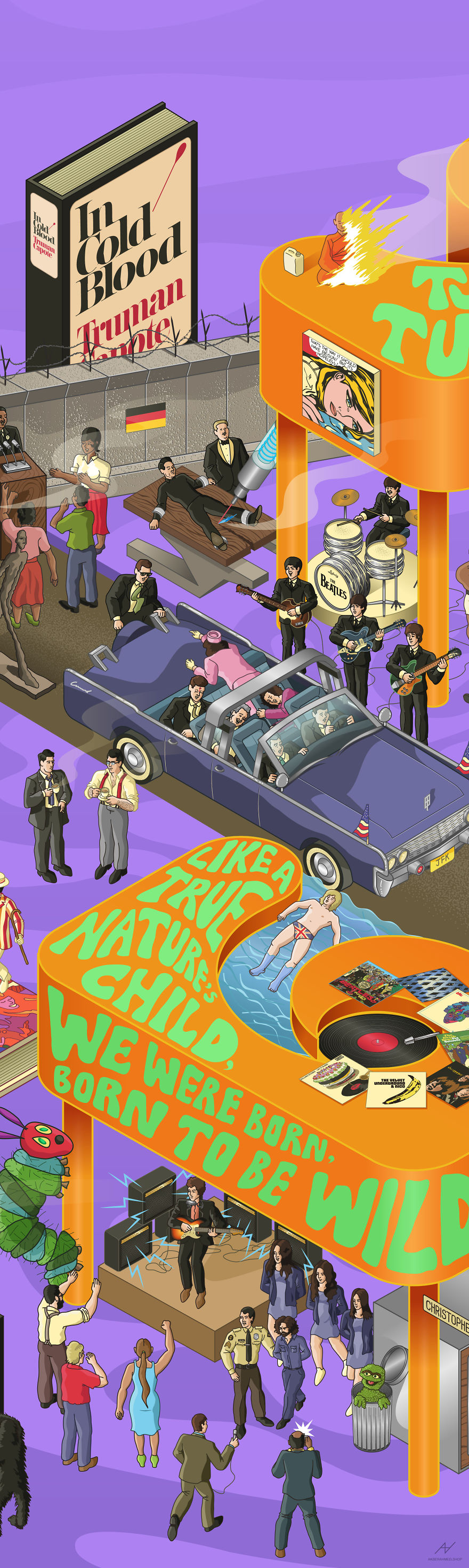 I Draw Illustrations With Symbols Of The 20s, 40s And 60s To Express My Love For Pop-Culture And History