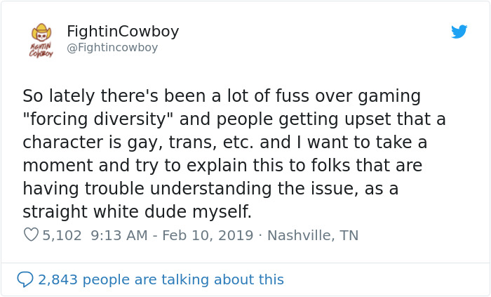 Gamers Are Getting Upset Over 'Forced Diversity', But This &ldquo;Straight White Dude&rdquo; Shuts Them Down In A Viral Twitter Thread