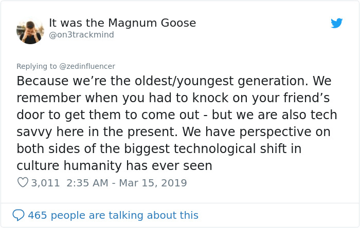 Guy Lists Why Millennials Are 'The Most Unique Generation Of All Time' And His Twitter Thread Goes Viral Guy Lists Why Millennials Are 'The Most Unique Generation Of All Time' And His Twitter Thread Goes Viral