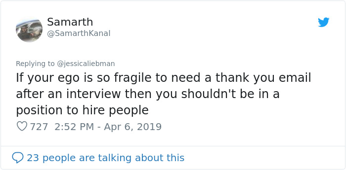 Manager Says She Doesn’t Employ People Who Don’t Send A Thank You Email, Gets Roasted Badly Manager Says She Doesn’t Employ People Who Don’t Send A Thank You Email, Gets Roasted Badly