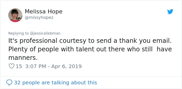 Manager Says She Doesn’t Employ People Who Don’t Send A Thank You Email, Gets Roasted Badly Manager Says She Doesn’t Employ People Who Don’t Send A Thank You Email, Gets Roasted Badly