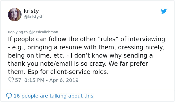 Manager Says She Doesn’t Employ People Who Don’t Send A Thank You Email, Gets Roasted Badly Manager Says She Doesn’t Employ People Who Don’t Send A Thank You Email, Gets Roasted Badly