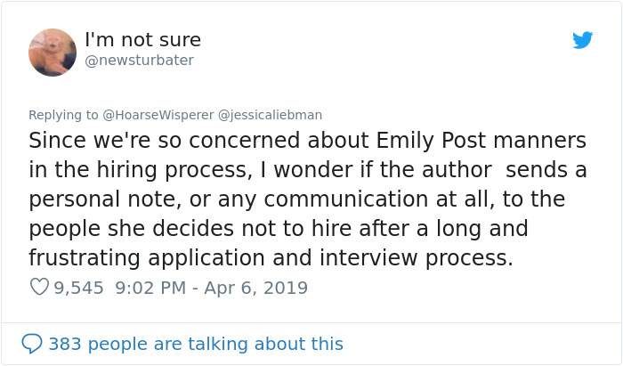 Manager Says She Doesn’t Employ People Who Don’t Send A Thank You Email, Gets Roasted Badly Manager Says She Doesn’t Employ People Who Don’t Send A Thank You Email, Gets Roasted Badly