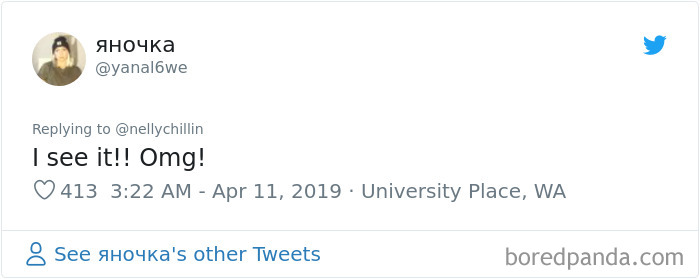Tweet from user yanаl6we expressing surprise and agreement that a guy looks just like Ryan Gosling, posted in University Place. Tweet from user yanаl6we expressing surprise and agreement that a guy looks just like Ryan Gosling, posted in University Place.
