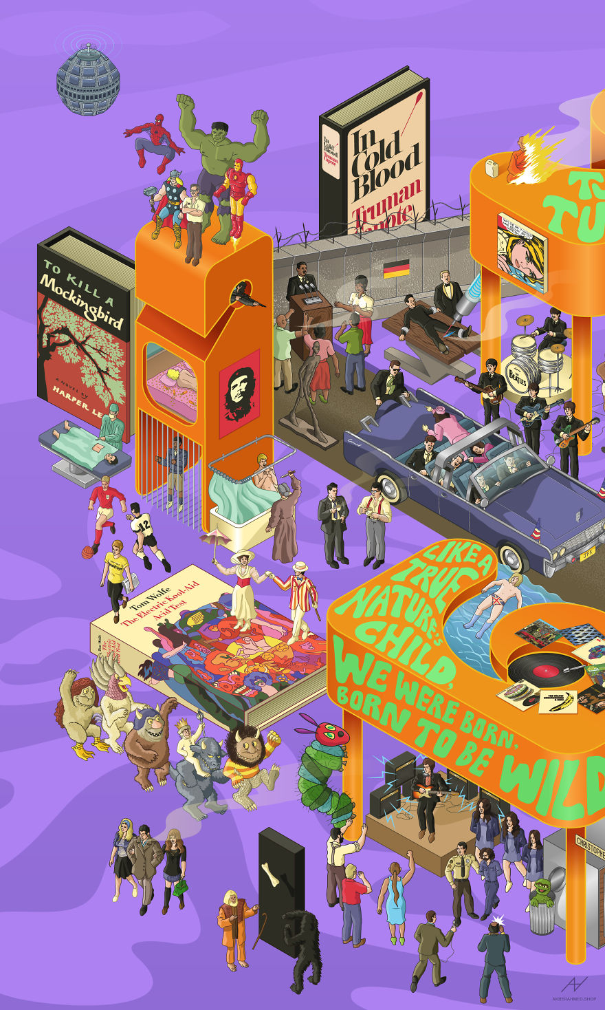 I Draw Illustrations With Symbols Of The 20s, 40s And 60s To Express My Love For Pop-Culture And History