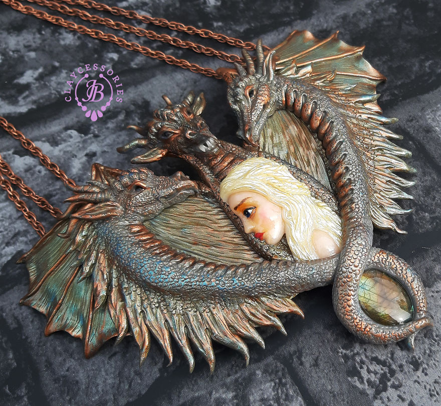 I Created Mother Of Dragons Necklace From Polymer Clay