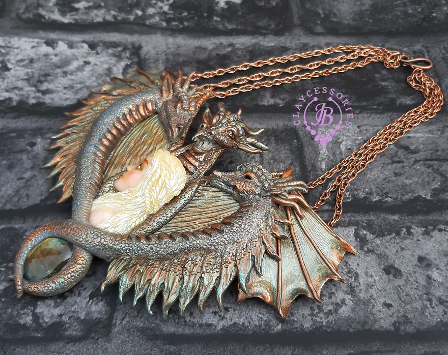 I Created Mother Of Dragons Necklace From Polymer Clay