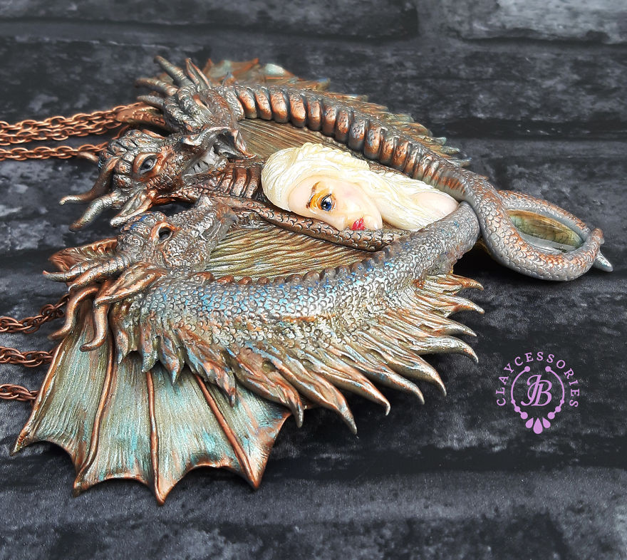 I Created Mother Of Dragons Necklace From Polymer Clay