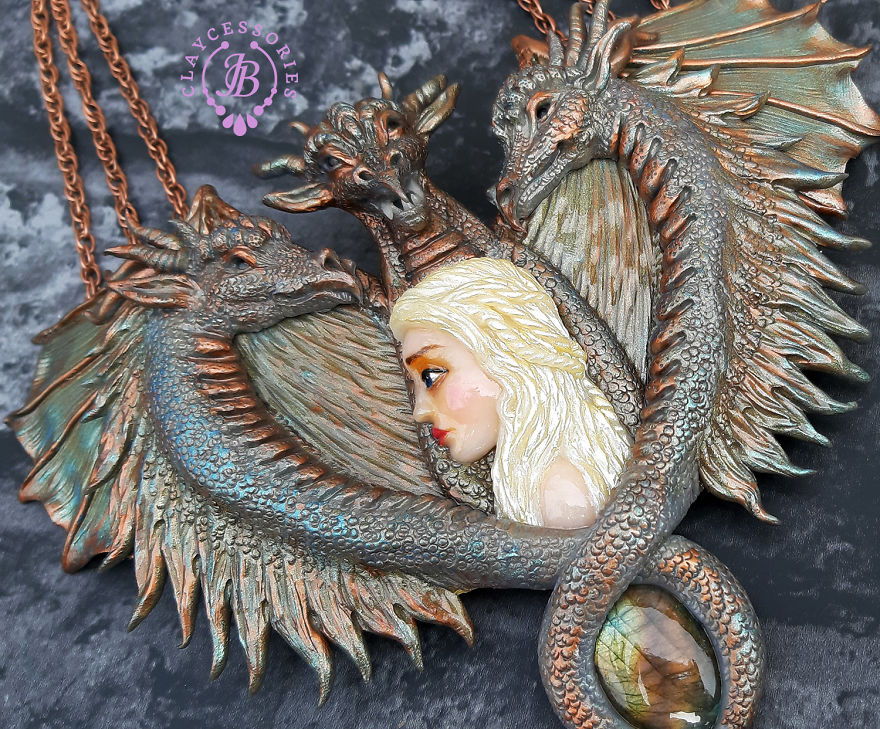 I Created Mother Of Dragons Necklace From Polymer Clay