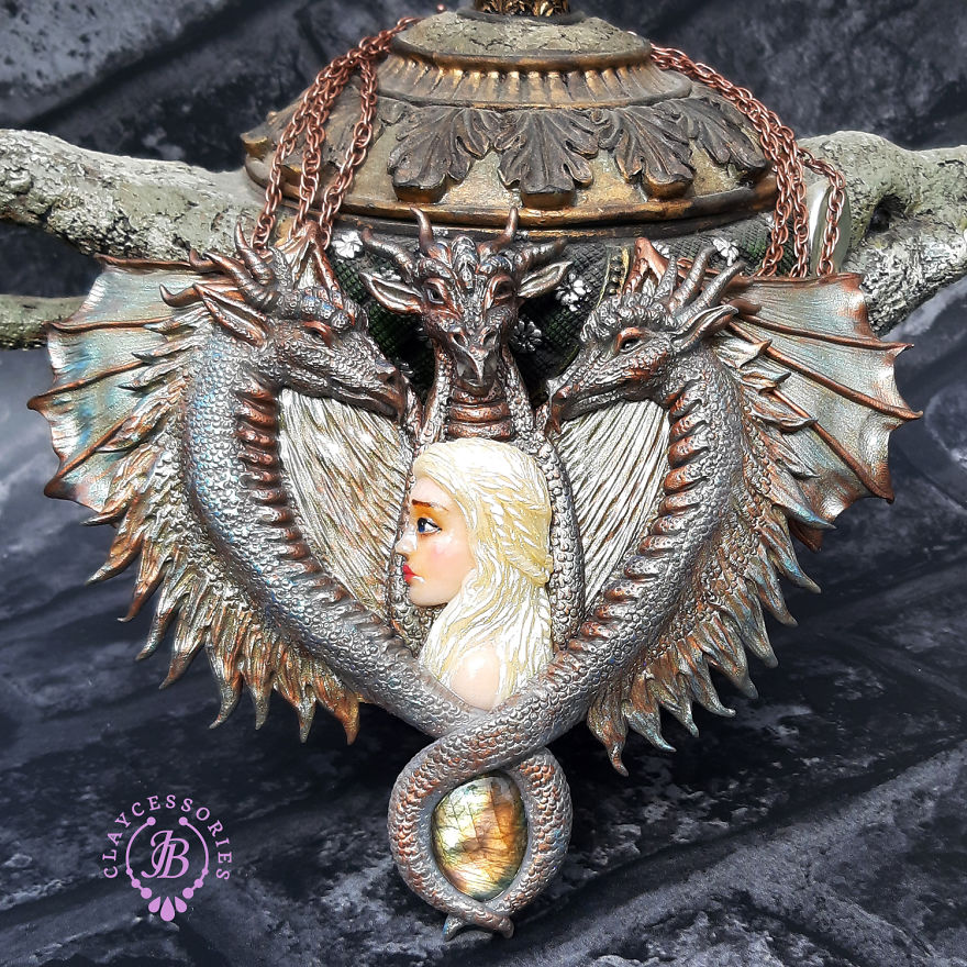 I Created Mother Of Dragons Necklace From Polymer Clay