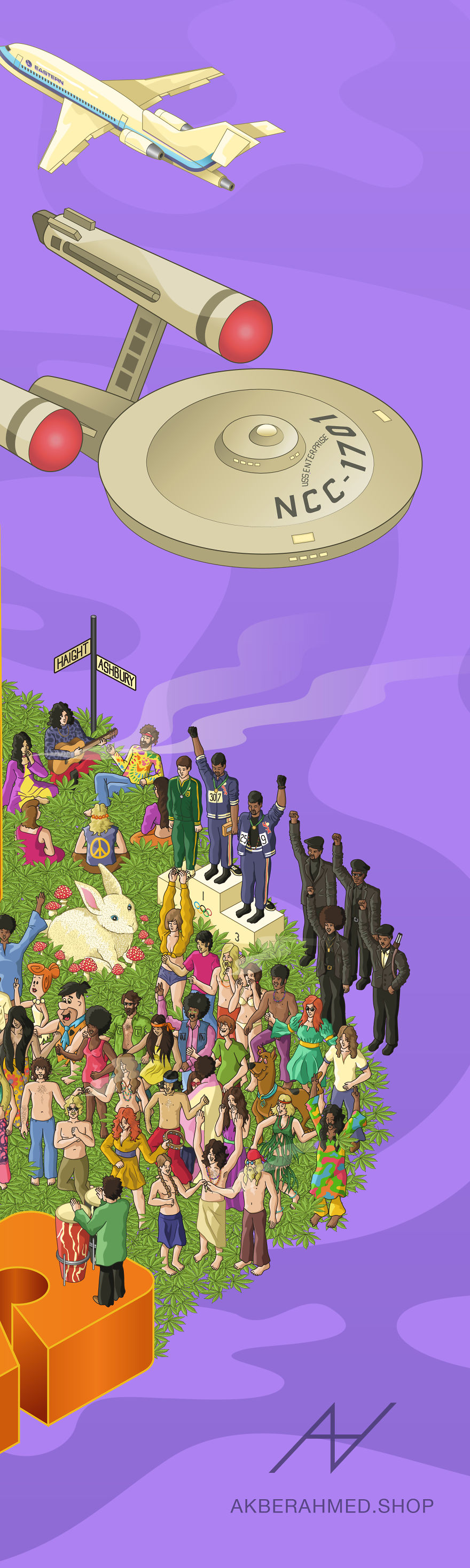 I Draw Illustrations With Symbols Of The 20s, 40s And 60s To Express My Love For Pop-Culture And History