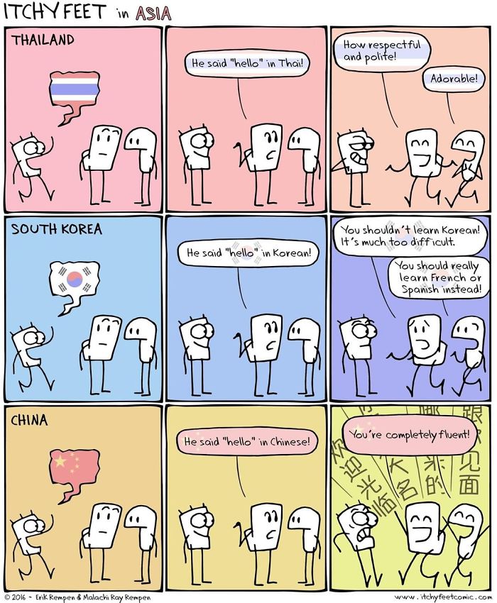 A Very Entertaining Artist Creates A Guide To Show The Languages And Customs Of Different Countries