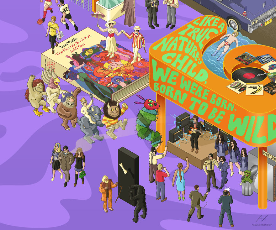 I Draw Illustrations With Symbols Of The 20s, 40s And 60s To Express My Love For Pop-Culture And History