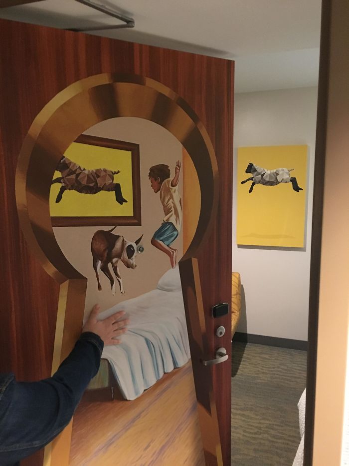 The Door To My Hotel Room Has A Painting Of The Painting In My Hotel Room