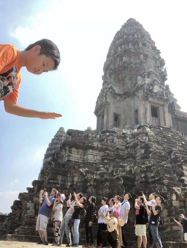 Our Tour Guide Took This Photo Of Our Group At Angkor Wat