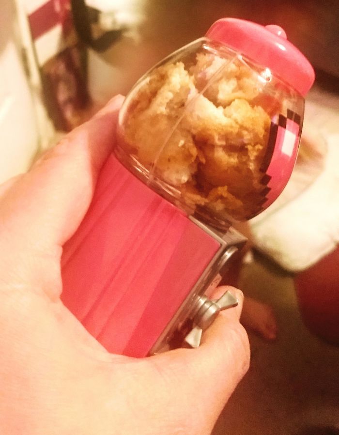 My 2 Year Old Put Chicken Nuggets In Her Bubble Gum Machine Within An Hour Of Receiving It