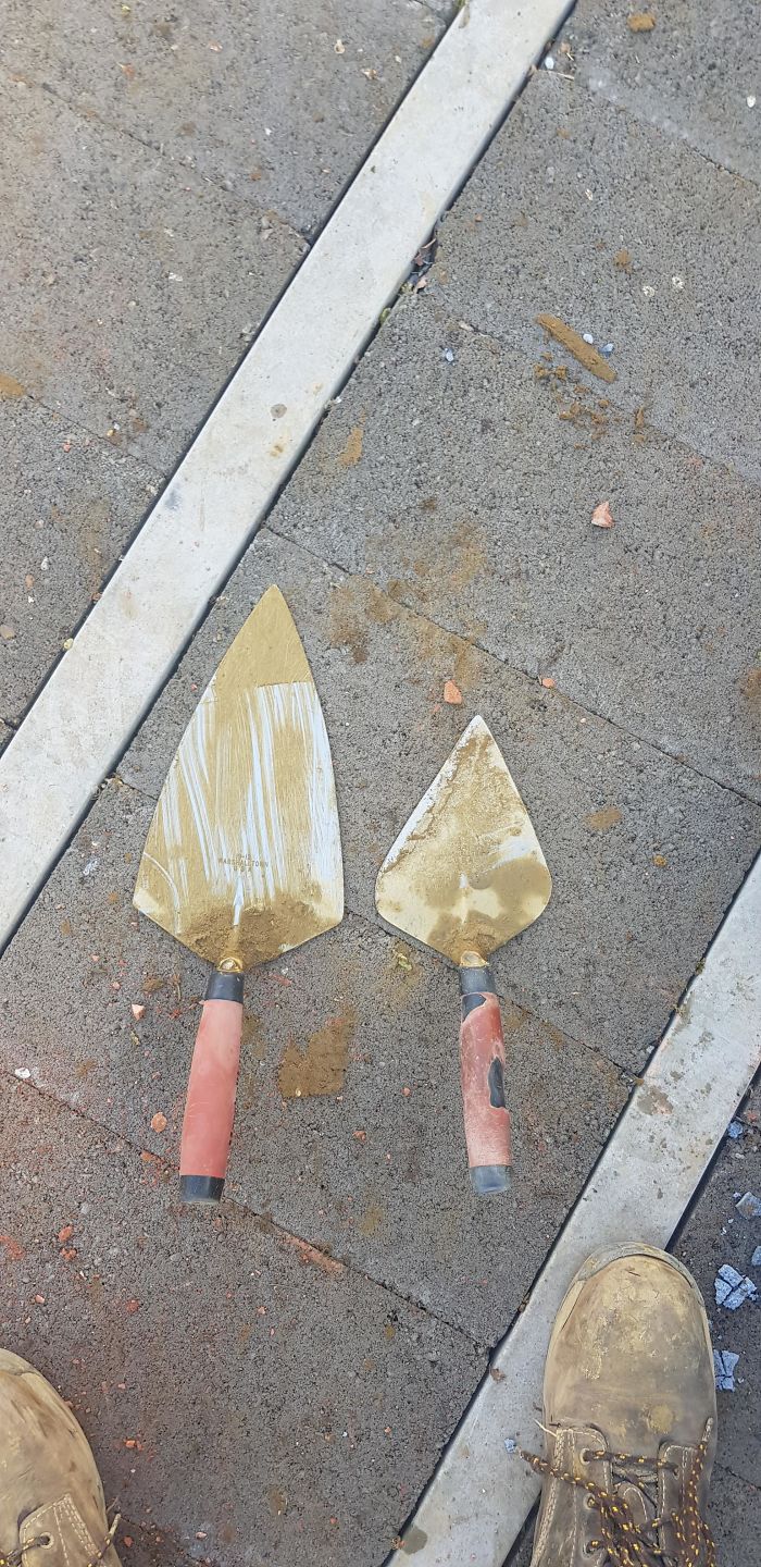 15 Year Old Trowel Vs. 2 Year Old Trowel. Same Model, Same Make, Marshalltown 19-12
