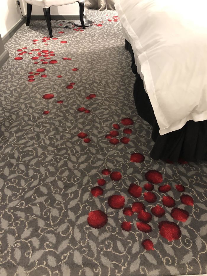 The Carpet In This Hotel Looks Like There’s Rose Petals Scattered On The Floor