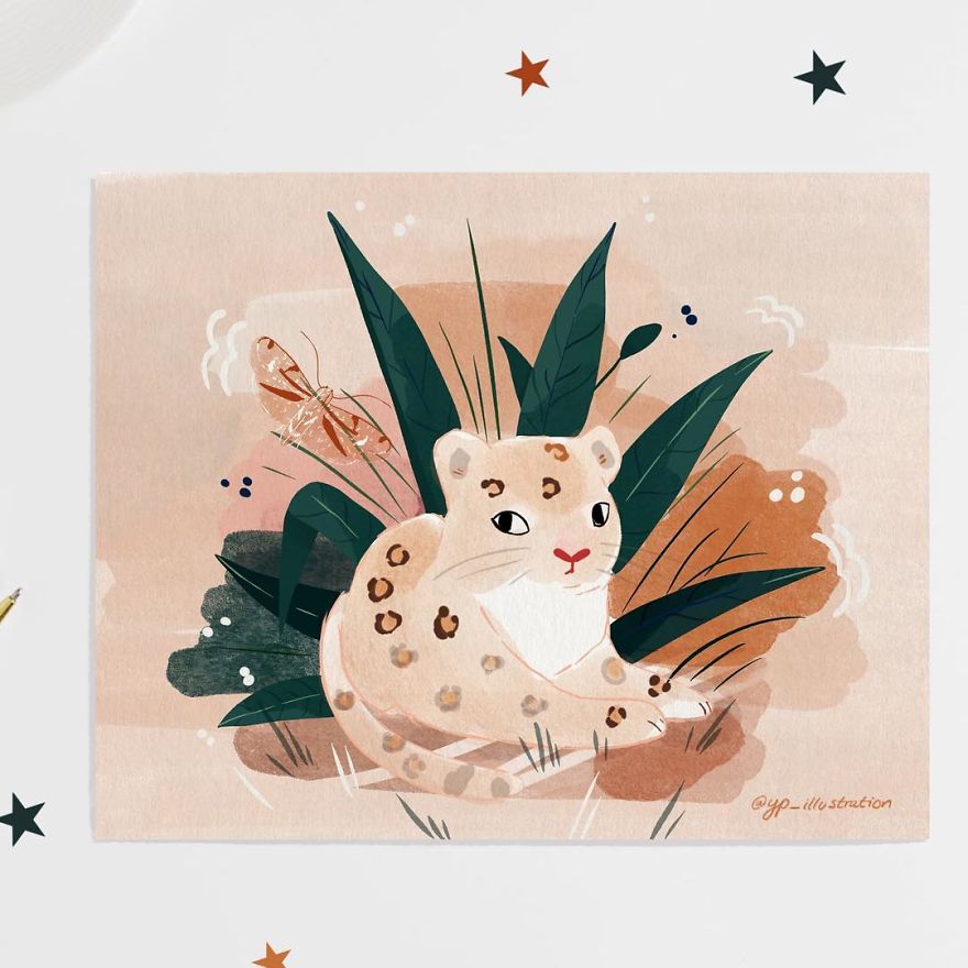 Cheetah Observing Butterfly