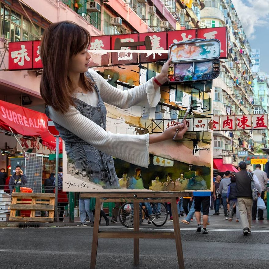 She Gets So Into In Her Painting... Literally!