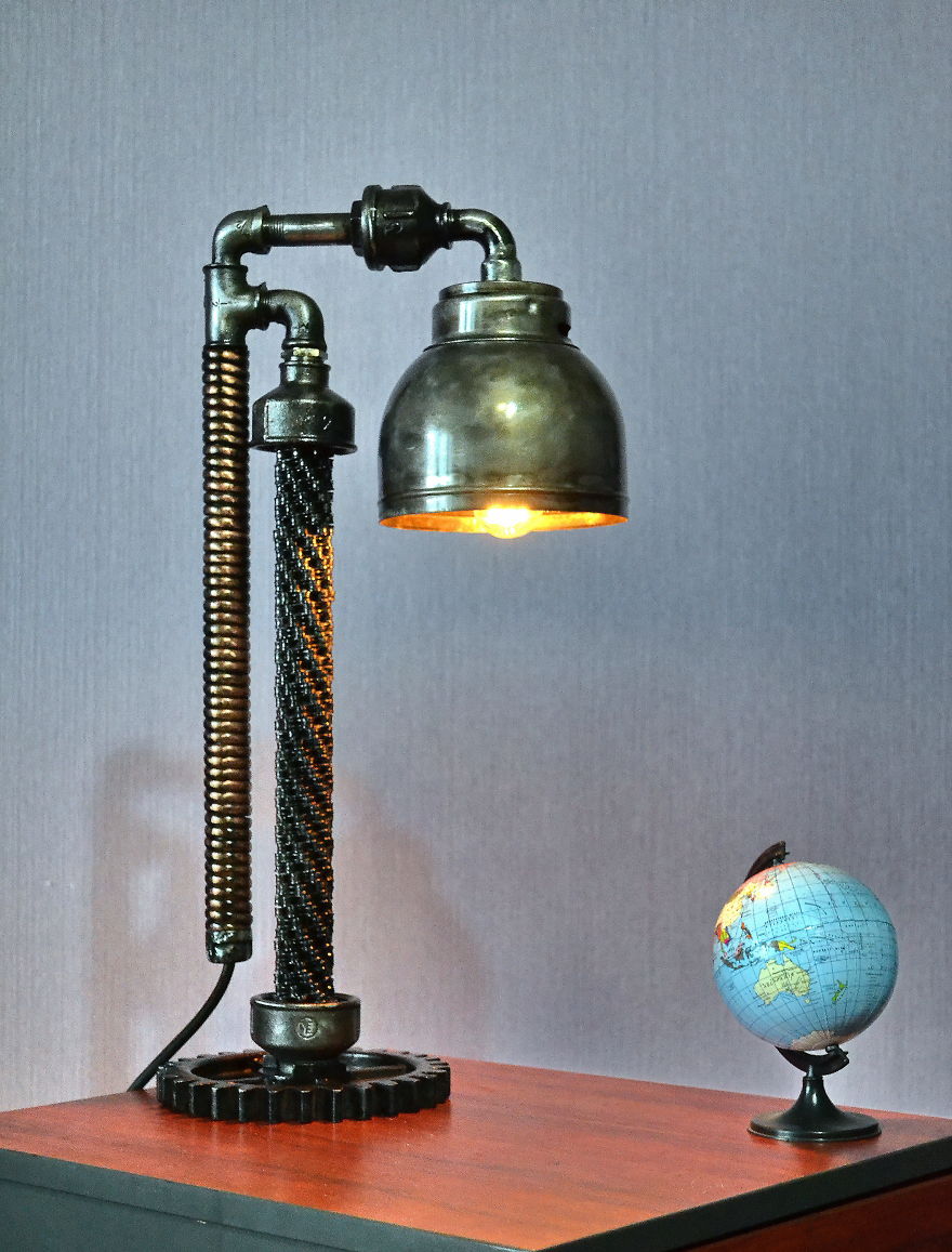 Bestfriend Gift Edison Bulb Lamp Edison Pipe Lamp Lampe Steampunk Farmhouse Design Housewarming Gift Steampunk Lamp Ideas Steampunk Lamps On Sale Steampunk Decor Lamp Gift For Him