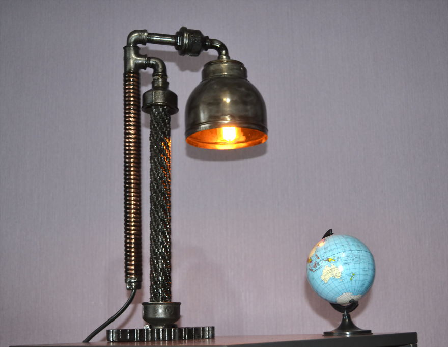 Bestfriend Gift Edison Bulb Lamp Edison Pipe Lamp Lampe Steampunk Farmhouse Design Housewarming Gift Steampunk Lamp Ideas Steampunk Lamps On Sale Steampunk Decor Lamp Gift For Him