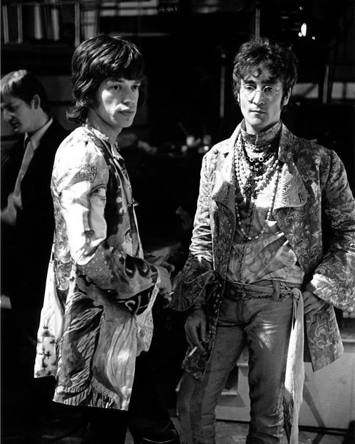 Mick Jagger And John Lennon, Abbey Road Studios, London, 1967