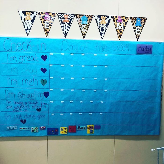 Teacher's Check-In Chart For Students To Share Their Feelings Goes Viral Teacher's Check-In Chart For Students To Share Their Feelings Goes Viral