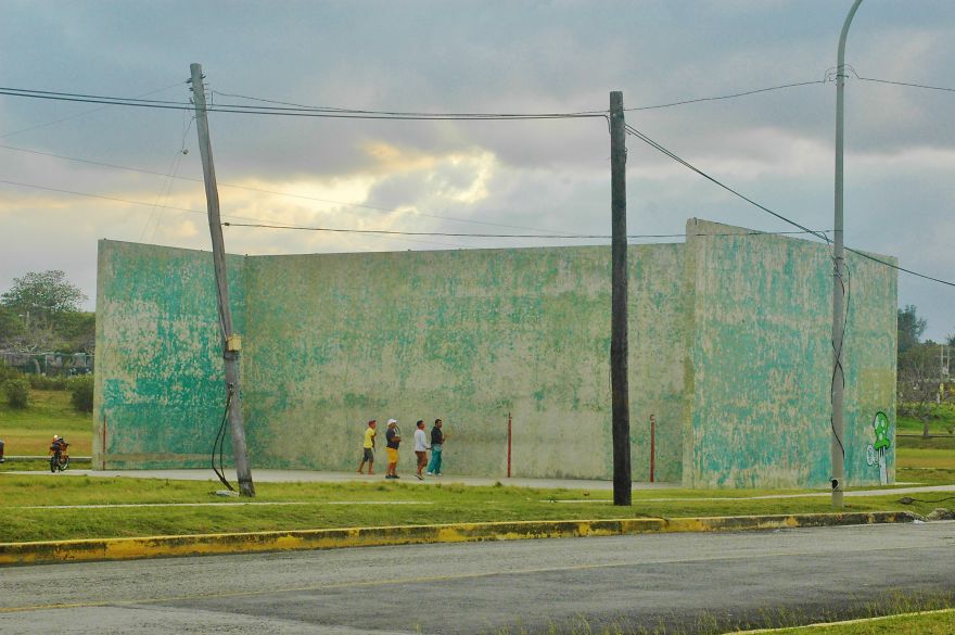 Cuban People Playing Sports Next To The Beach, Playas Del Este