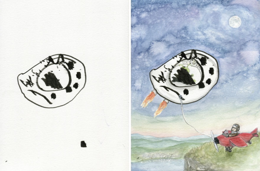 I Collaborate With My 3-Year-Old And 7-Year-Old To Create Imaginative Illustrations