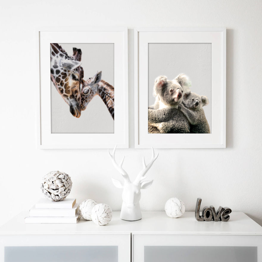 I Made This Set Of Animal Families' Prints For Nursery Decor