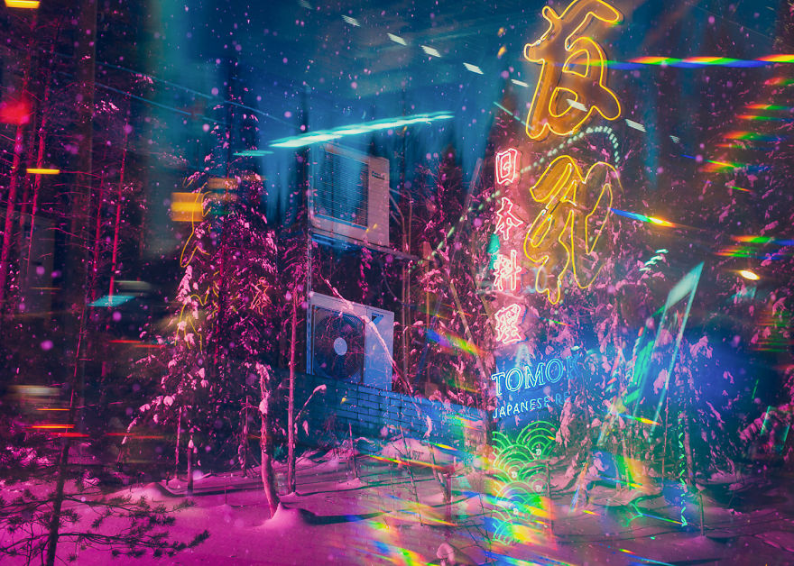I Traveled From Finland To Hong Kong To Finish These In-Camera Multiple Exposures; A Contrasty Combination Of Scandinavian Nature & Asian Neon Lights