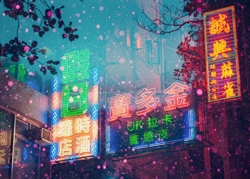 I Traveled From Finland To Hong Kong To Finish These In-Camera Multiple Exposures; A Contrasty Combination Of Scandinavian Nature & Asian Neon Lights