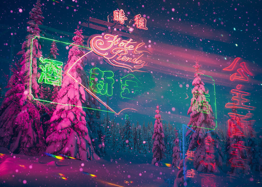 I Traveled From Finland To Hong Kong To Finish These In-Camera Multiple Exposures; A Contrasty Combination Of Scandinavian Nature & Asian Neon Lights