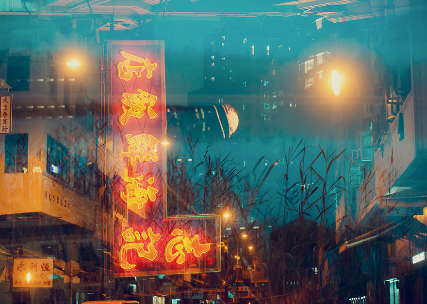 I Traveled From Finland To Hong Kong To Finish These In-Camera Multiple Exposures; A Contrasty Combination Of Scandinavian Nature & Asian Neon Lights