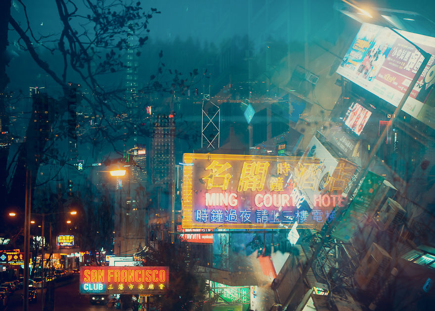 I Traveled From Finland To Hong Kong To Finish These In-Camera Multiple Exposures; A Contrasty Combination Of Scandinavian Nature & Asian Neon Lights