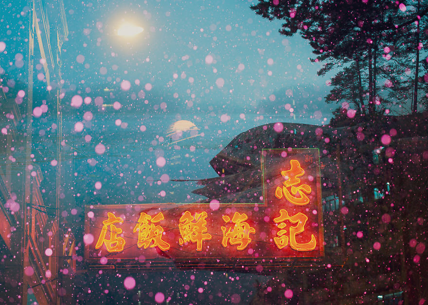 I Traveled From Finland To Hong Kong To Finish These In-Camera Multiple Exposures; A Contrasty Combination Of Scandinavian Nature & Asian Neon Lights