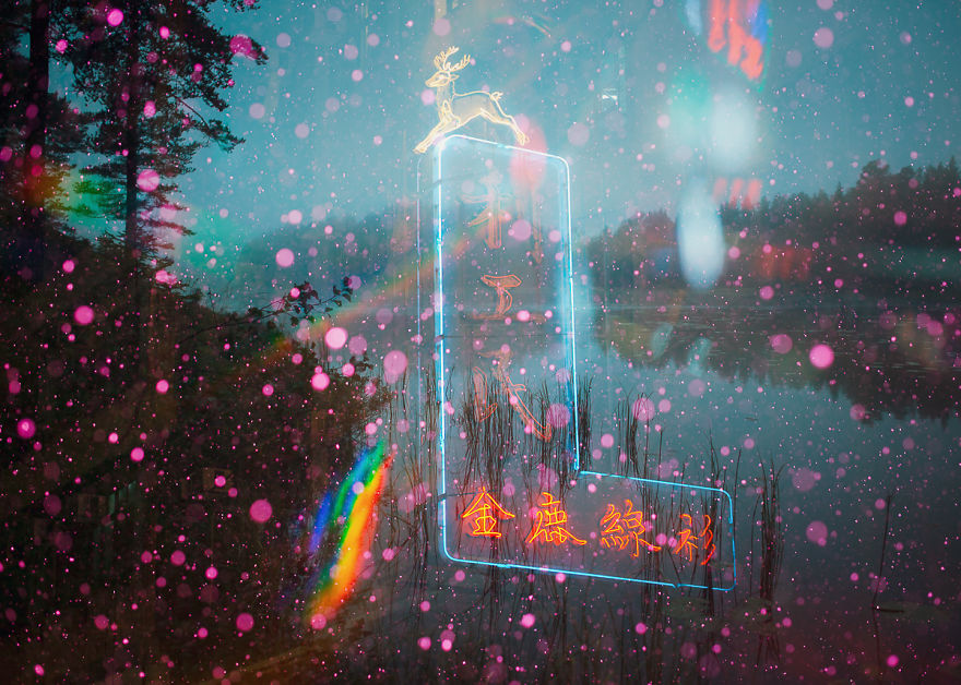 I Traveled From Finland To Hong Kong To Finish These In-Camera Multiple Exposures; A Contrasty Combination Of Scandinavian Nature & Asian Neon Lights