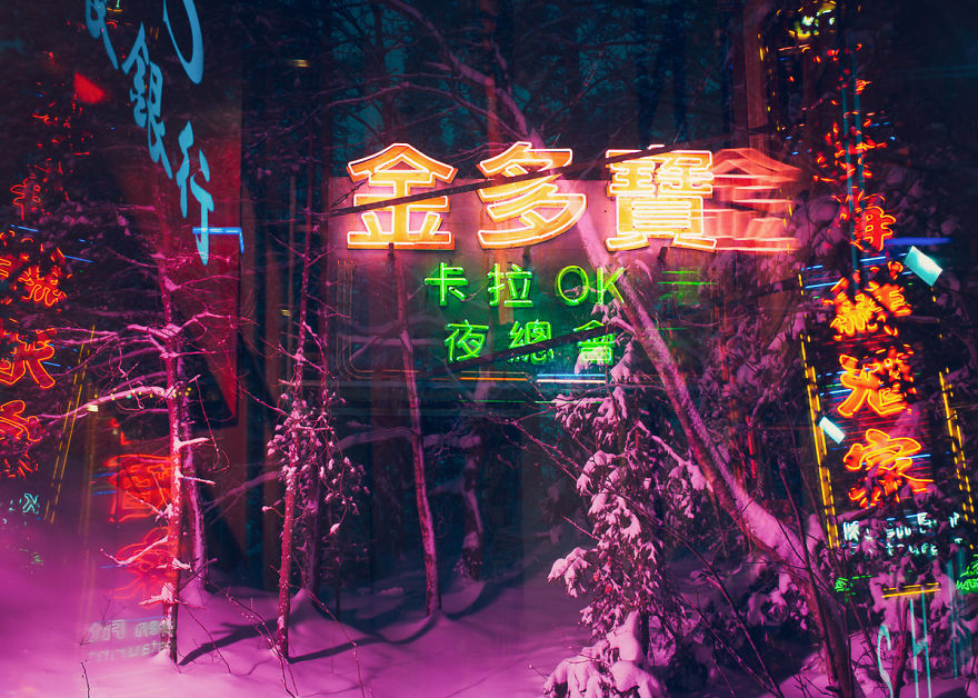 I Traveled From Finland To Hong Kong To Finish These In-Camera Multiple Exposures; A Contrasty Combination Of Scandinavian Nature & Asian Neon Lights