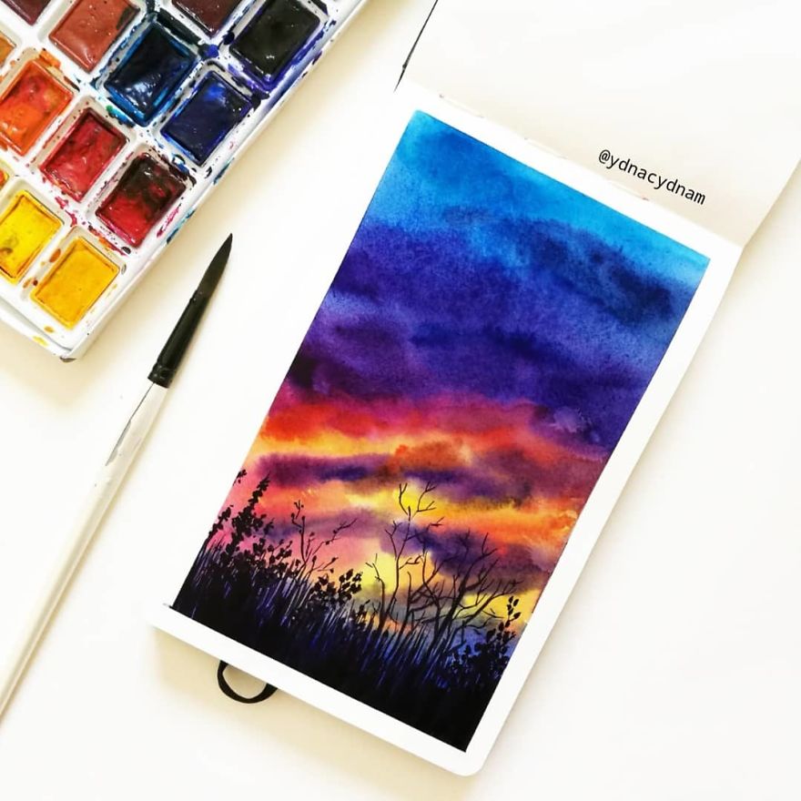 I Create Landscapes Using Watercolor