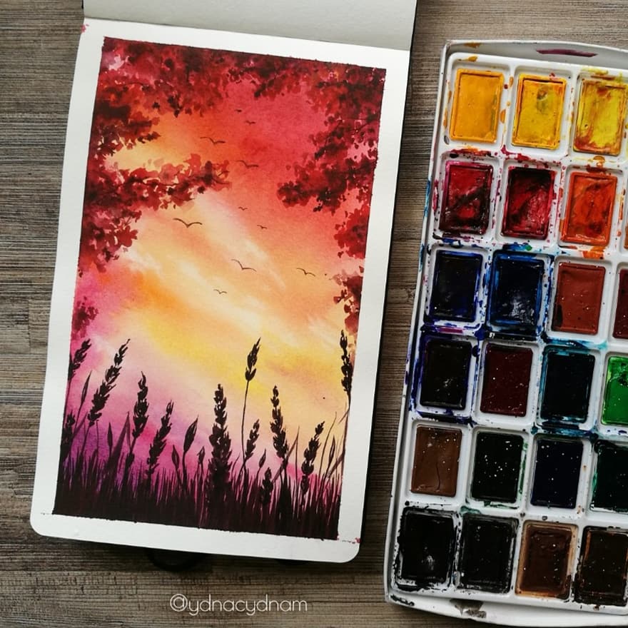 I Create Landscapes Using Watercolor