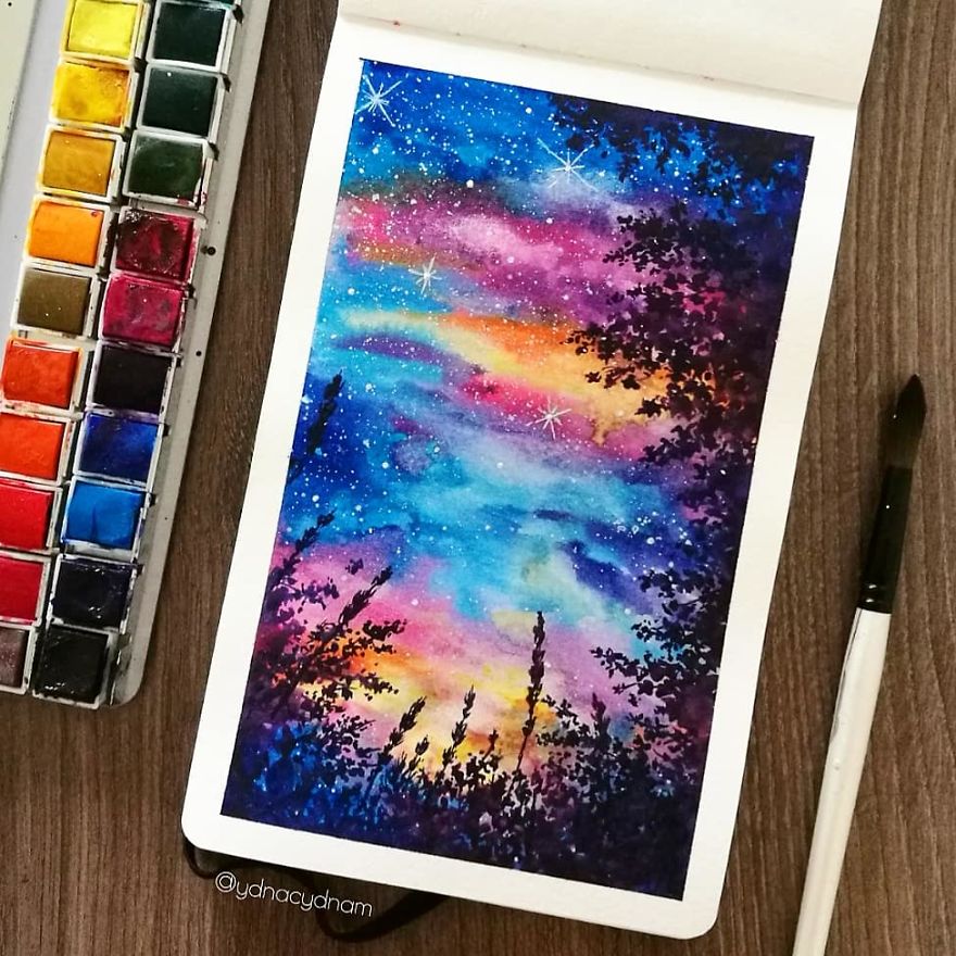 I Create Landscapes Using Watercolor