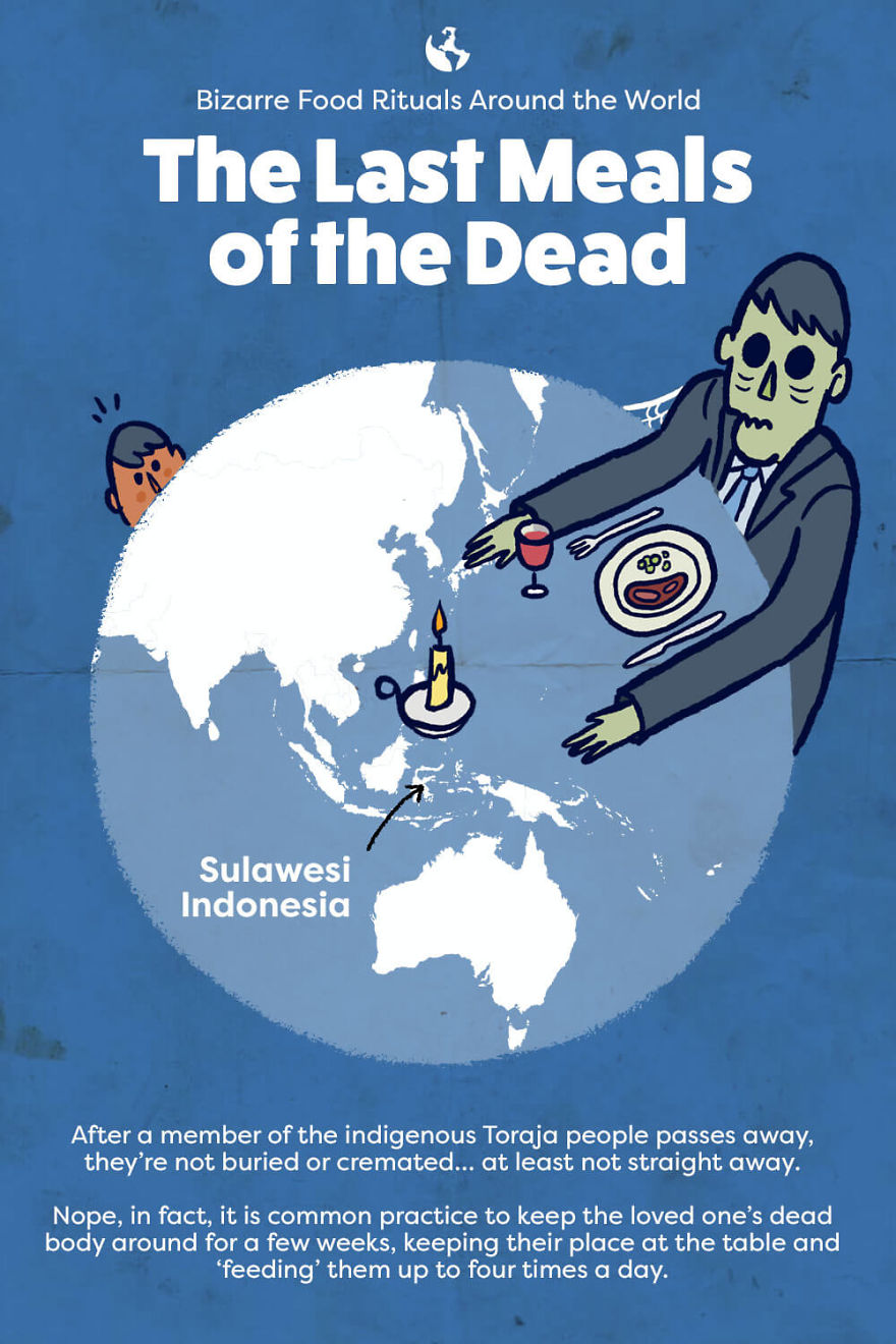 We Illustrated The Most Bizarre Food Rituals And Traditions From Around The World (7 Pics)