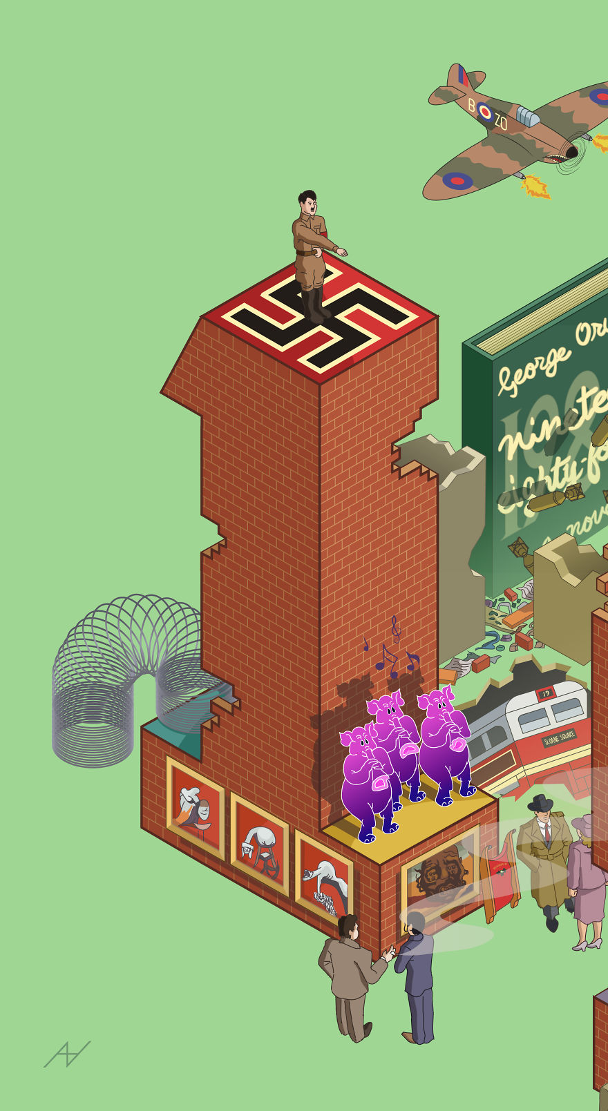 I Draw Illustrations With Symbols Of The 20s, 40s And 60s To Express My Love For Pop-Culture And History