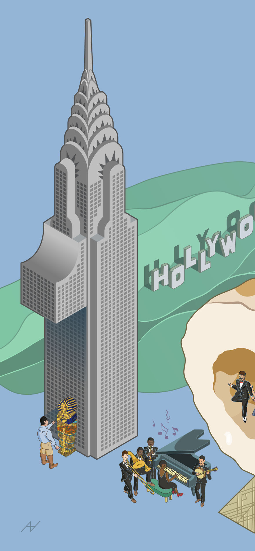 I Draw Illustrations With Symbols Of The 20s, 40s And 60s To Express My Love For Pop-Culture And History