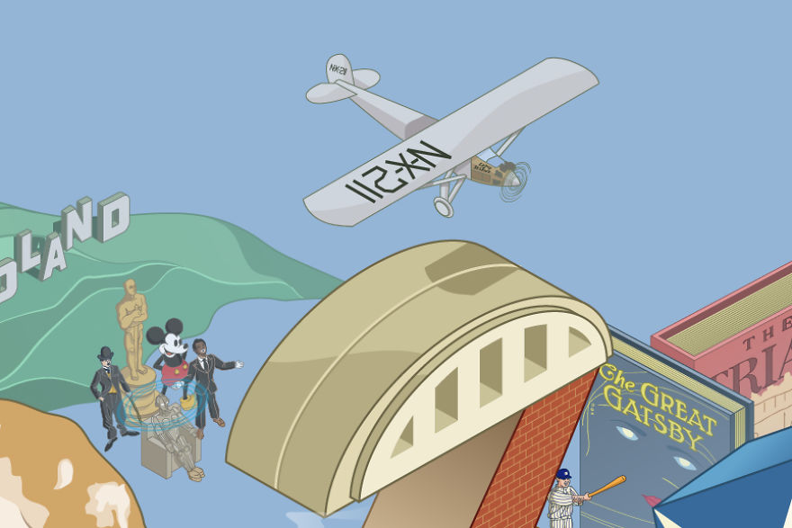 I Draw Illustrations With Symbols Of The 20s, 40s And 60s To Express My Love For Pop-Culture And History I Draw Illustrations With Symbols Of The 20s, 40s And 60s To Express My Love For Pop-Culture And History