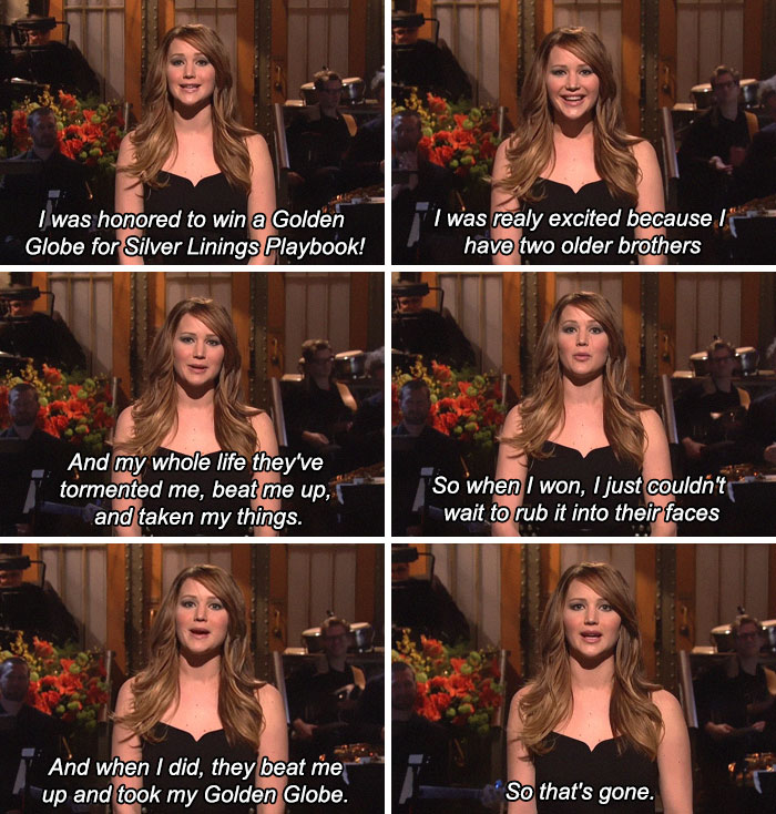 Woman humorously discusses sibling rivalry in meme format.