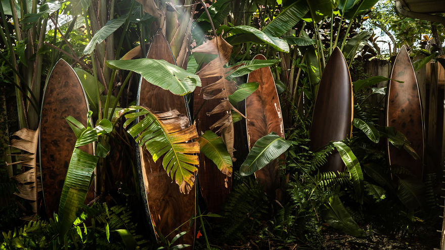 My Father And I Upcycle Old Surfboards To Make Them Look Like Wood My Father And I Upcycle Old Surfboards To Make Them Look Like Wood
